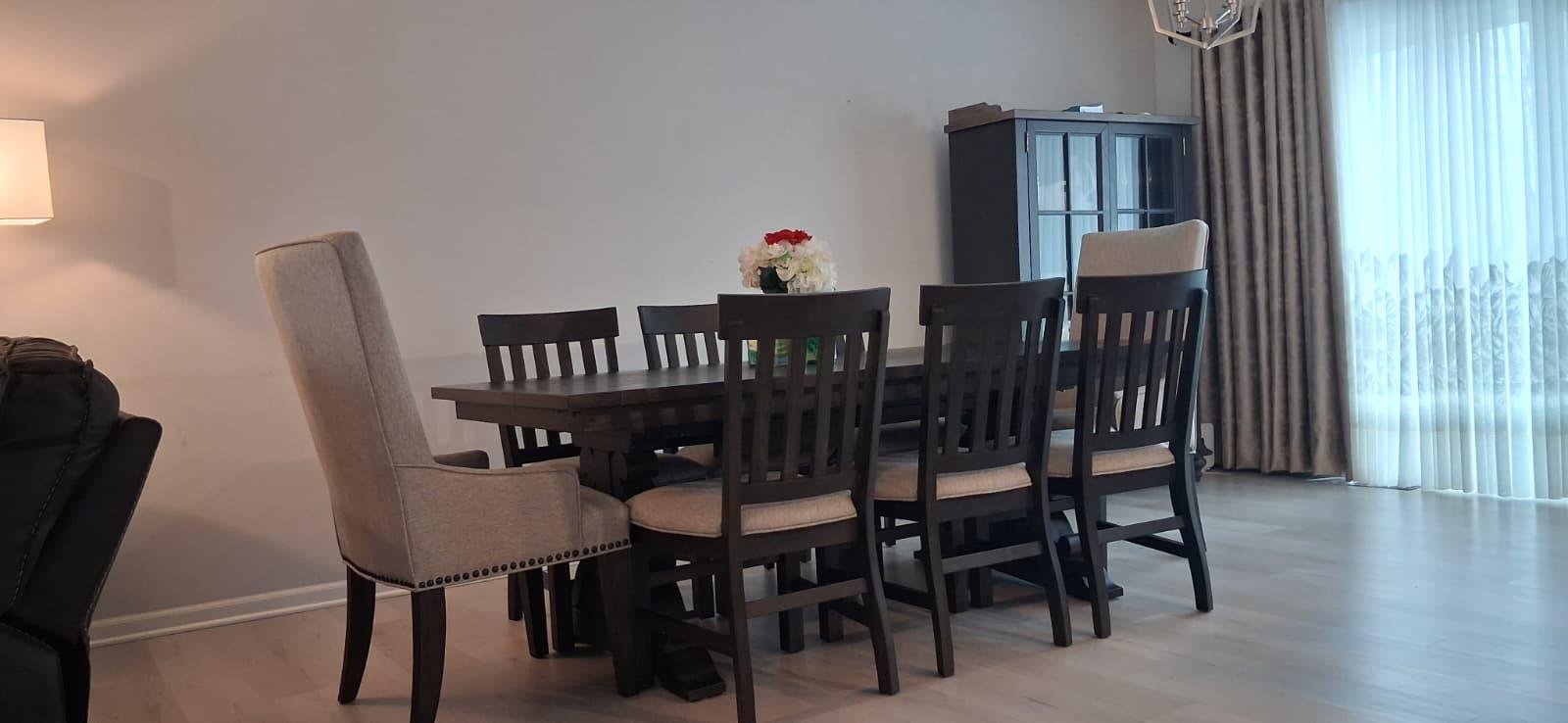 Family-style dining room where residents share meals at Angie Home Care AFC
